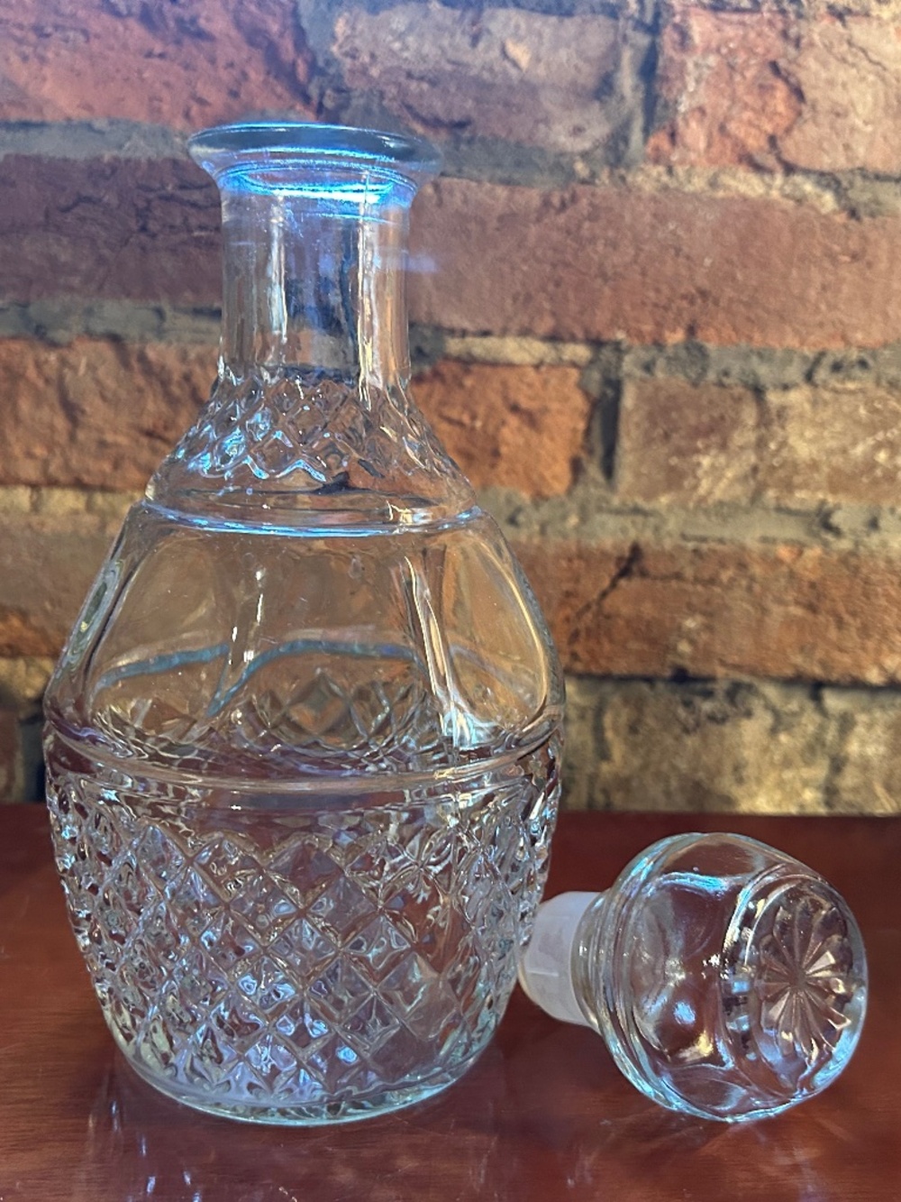 Vintage Glass Grape & Crown Decanter